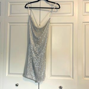 H&M white sequin mini dress Size L